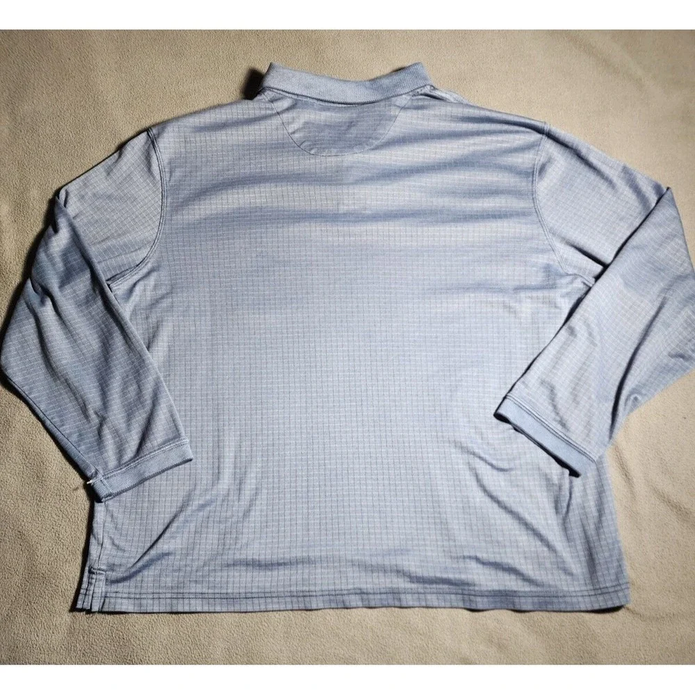 Haggar Polo Shirt Men XL Blue Collared Long Sleeve Quarter Buttons